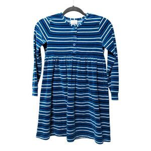 HANNA ANDERSSON Striped Velour Long Sleeve Dress 10